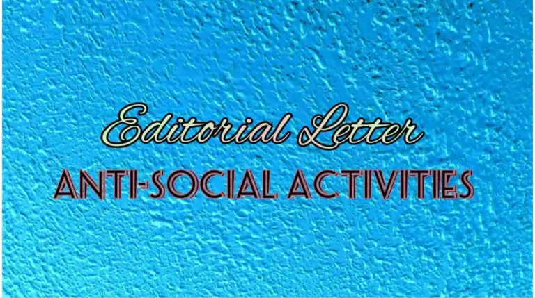 Anti-social Activities Editor Letter